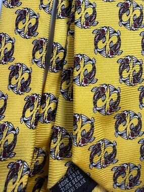 cape cod neckwear silk tie yellow koi fish print preppy oldmoney